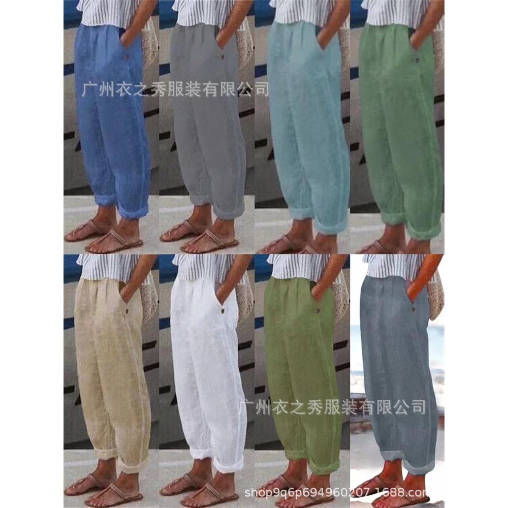 Cotton and linen breathable high waisted slimming