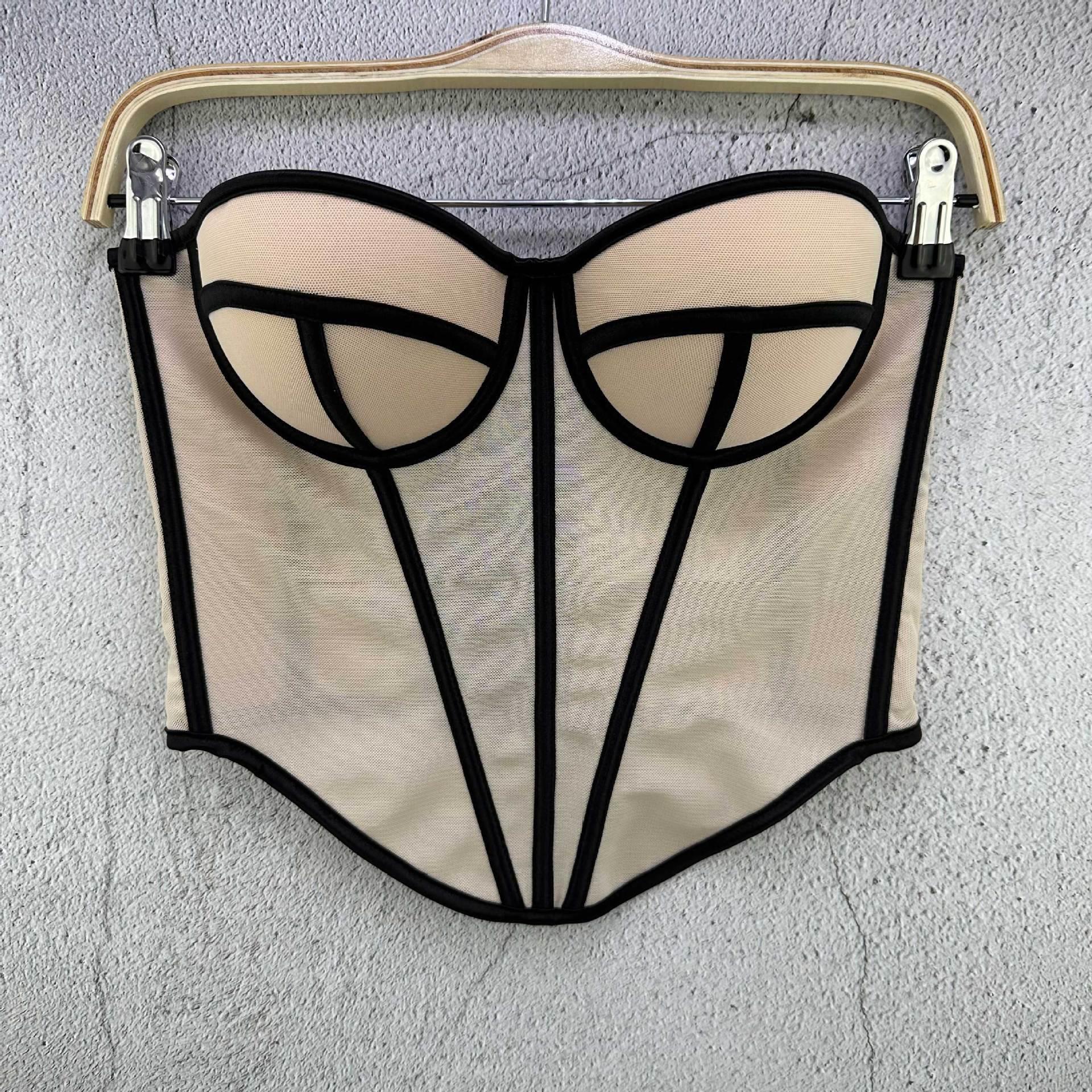 Mesh vest, camisole, breathable fishbone chest cup top for