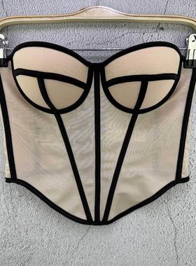 Mesh vest, camisole, breathable fishbone chest cup top for