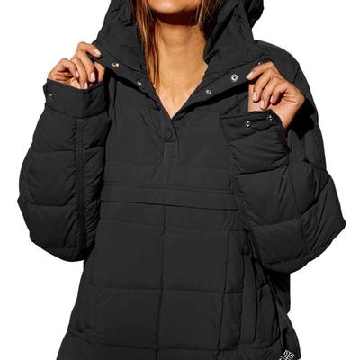 Cotton padded long sleeved hooded top with round