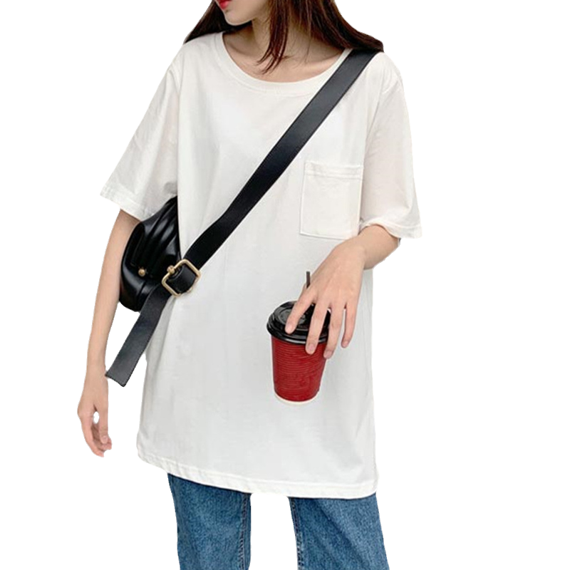 港风复古纯白T恤女短袖2025夏韩版宽松百搭慵懒超火半袖纯棉上衣
