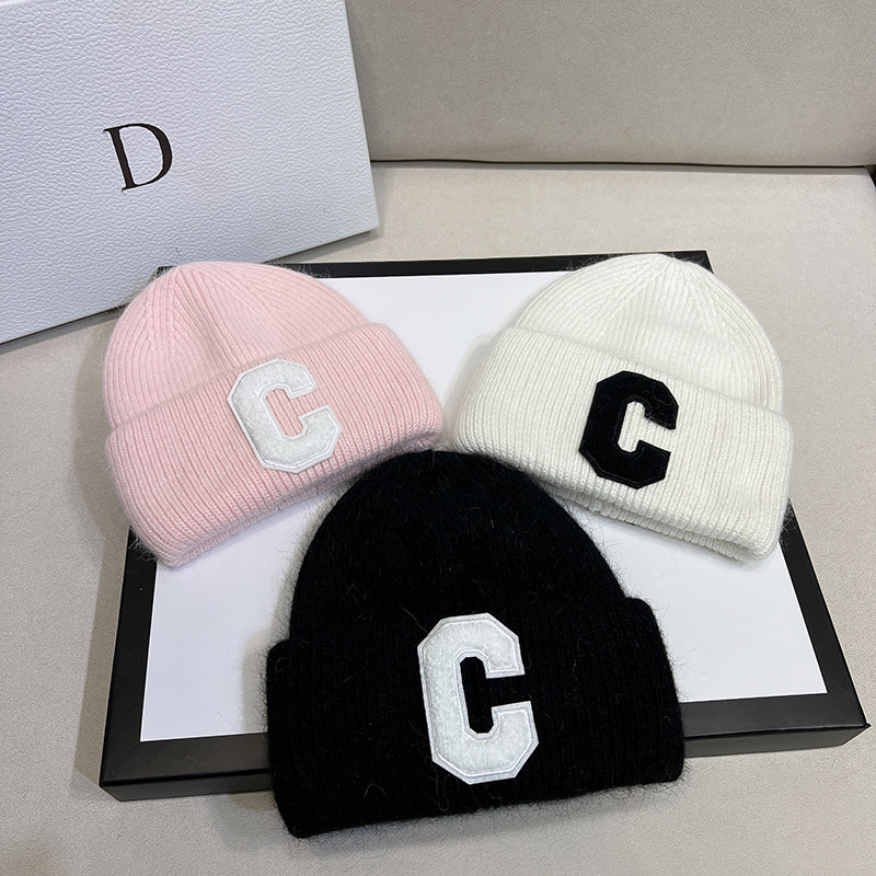 韩国冬季C字母针织帽兔毛保暖毛线帽网红ins百搭保暖大头围包头帽,服饰配件/皮带/帽子/围巾,帽子,淘宝优惠券,粉丝福利购,淘宝优惠卷