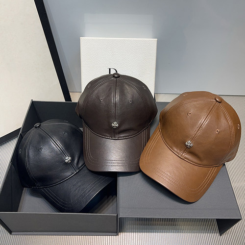 韩版秋冬新款皮质百搭显脸小宽檐棒球帽pu皮硬顶十字架情侣鸭舌帽