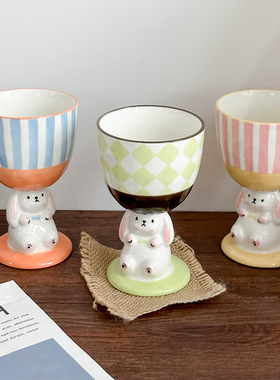 复古可爱兔子马克杯女生好看的杯子少女心布丁甜品杯女生生日礼物