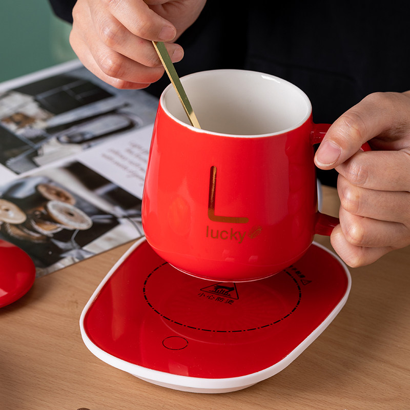 家用陶瓷55度恒温杯新年礼物送礼必备礼盒包装恒温杯垫老少皆宜