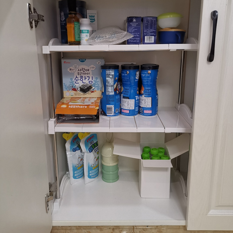 升级款可伸缩厨房橱柜衣柜置物架隔板层架可叠加桌面收纳架隔层架