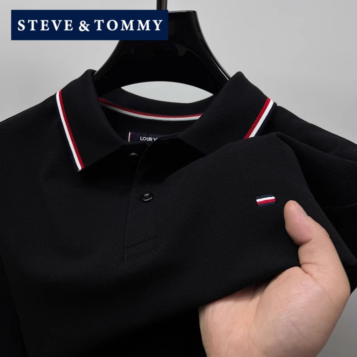 STEVE TOMMY史蒂夫汤米短袖POLO衫男夏季薄款商务休闲纯棉刺绣T恤