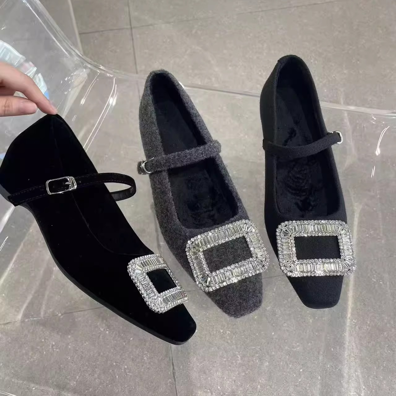 米女鞋玛丽珍女鞋加绒25冬款女鞋时尚百搭韩版潮鞋舒适气质保暖