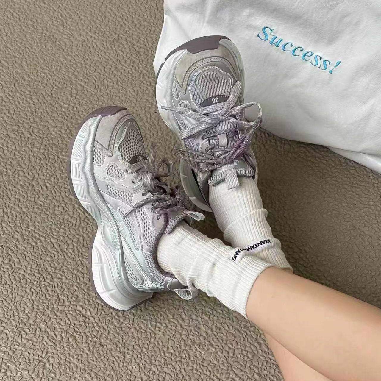 c女鞋单鞋26新款厚底休闲鞋老爹鞋皮网结合时尚百搭舒适潮鞋耐磨,女鞋,老爹鞋,淘宝优惠券,粉丝福利购,淘宝优惠卷