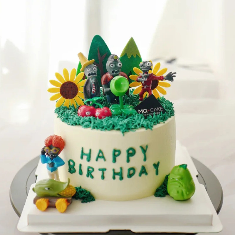 植物大战僵尸蛋糕装饰摆件插件卡通儿童生日豌豆射手甜品台烘焙
