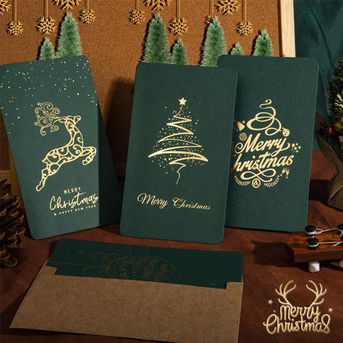 平安夜圣诞节贺卡烫金