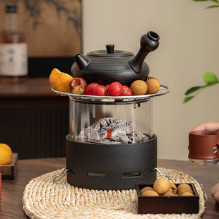 蕴华堂螺纹侧把壶围炉煮茶炭炉炭火炉子工具配件冬天围聚烤火炉