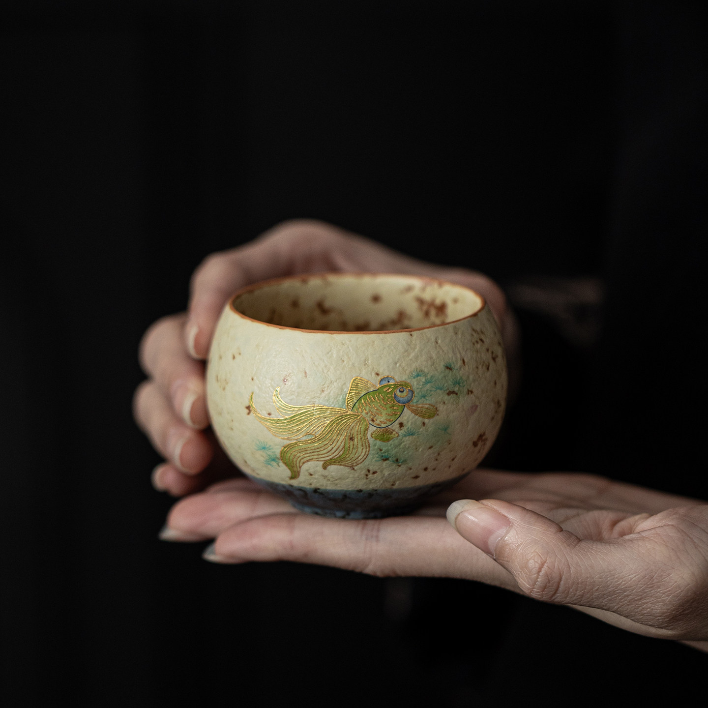 蕴华堂青花火石红茶杯陶瓷金玉满堂高端功夫茶具陶瓷品茗杯主人杯