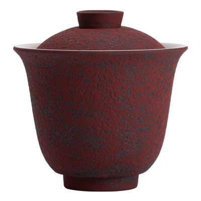 蕴华堂赭石红二才盖碗家用复古陶瓷不烫手泡茶碗功夫茶具茶杯单杯