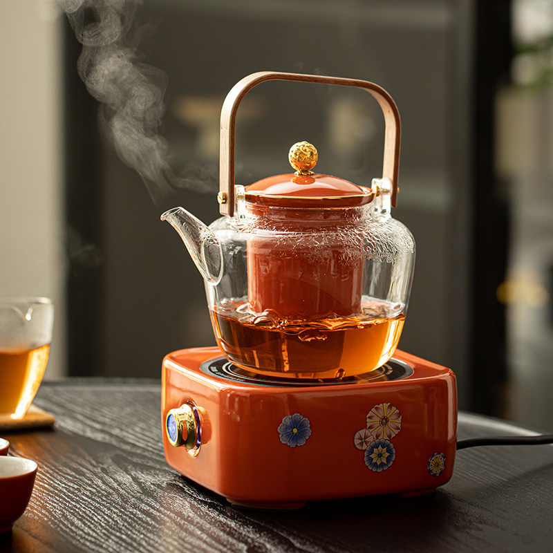 蕴华堂陶瓷电陶炉煮茶器智能静音茶炉小型家用耐热玻璃泡蒸茶套装
