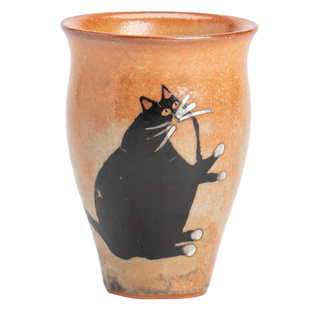 蕴华堂闻香杯志野烧手工绘银陶瓷茶杯家用复古功夫茶具品茗杯单杯