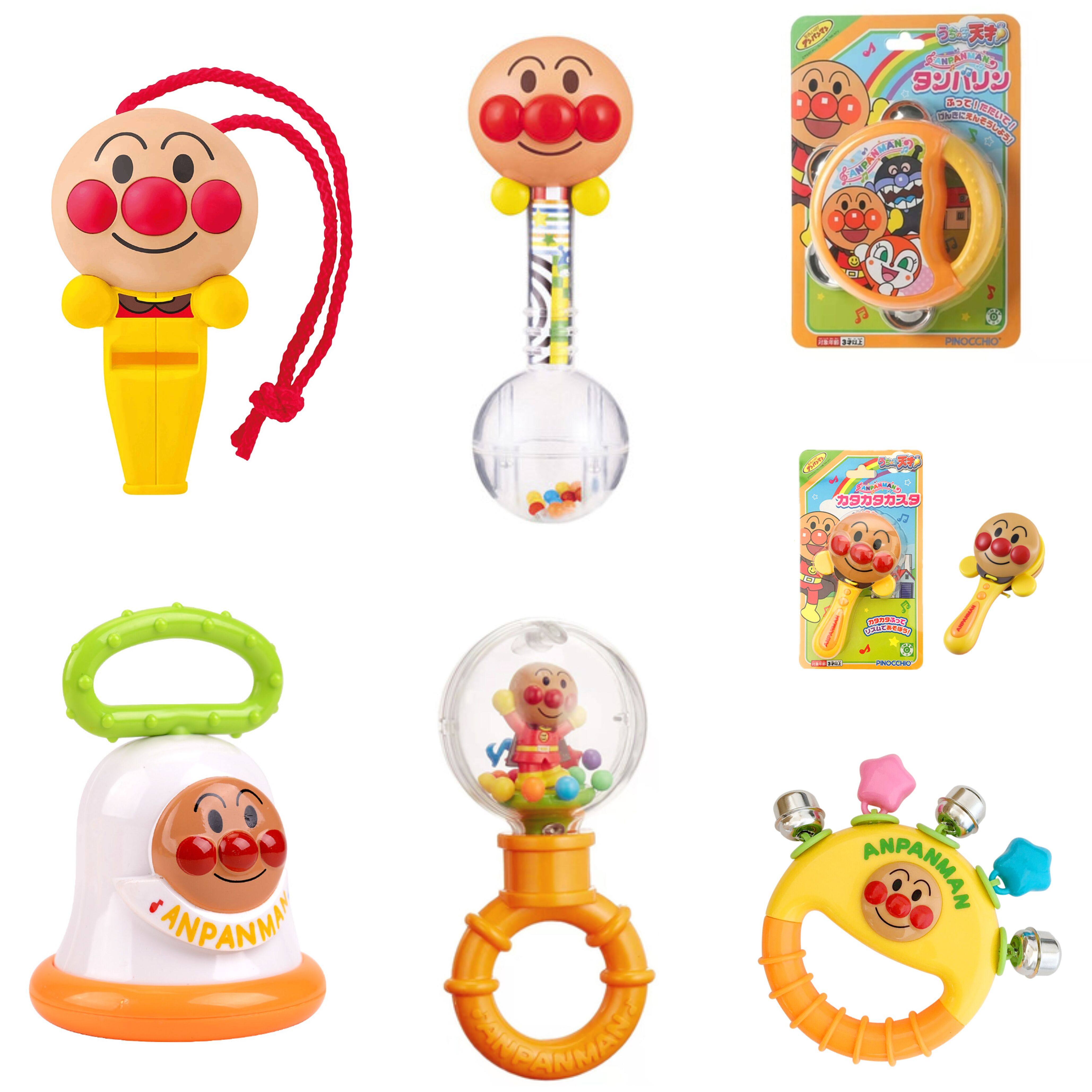 日本本土正品面包超人Pinocchio婴儿手摇铃响铃铛喇叭玩具3个月起