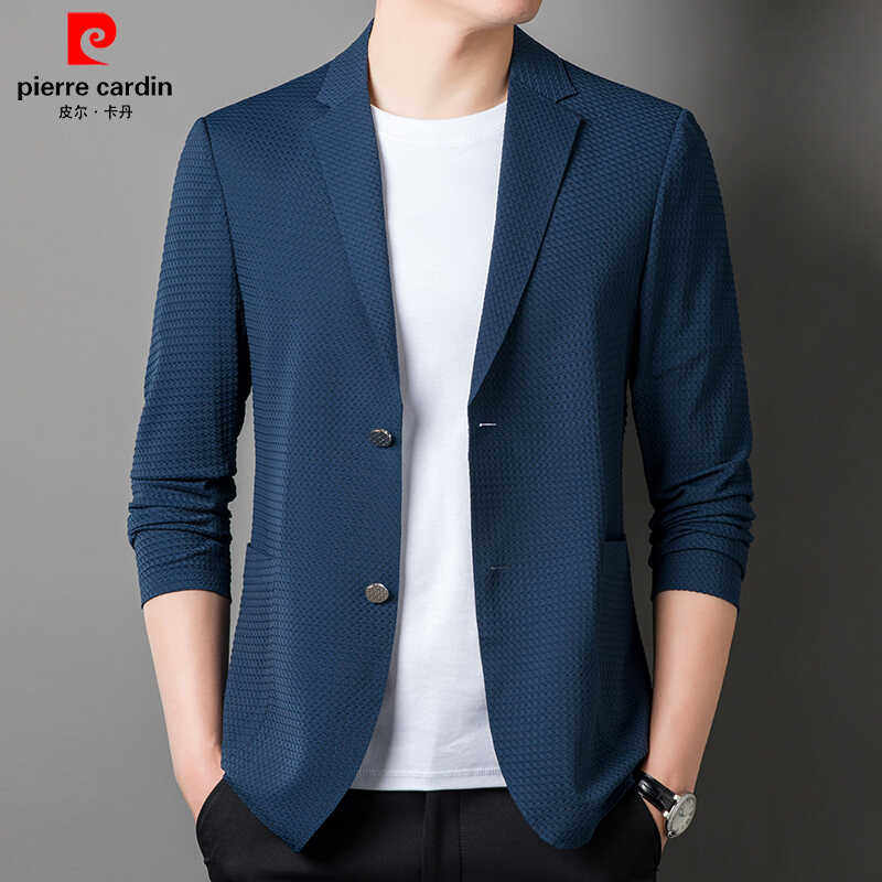 皮尔卡丹春夏季薄款冰丝西服男士2024新款商务休闲西装外套男上衣