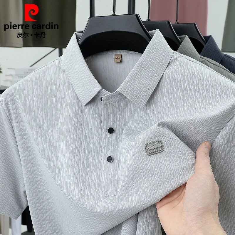 皮尔卡丹短袖polo衫男夏季新款冰丝无痕爸爸装时尚翻领半袖T恤男