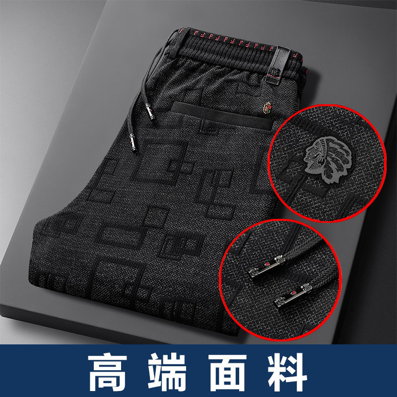 男裤春秋AEMAPE美国苹果休闲裤高端格子裤宽松大码腰部抽绳弹力裤