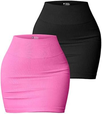 Women's Skirt Elastic Rib High Waist Mini Wrap Hip Skirt
