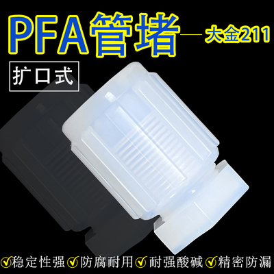 3/4寸PFA管扩口堵头 PFA扩口式管堵 PFA扩口式堵头 PFA管堵头