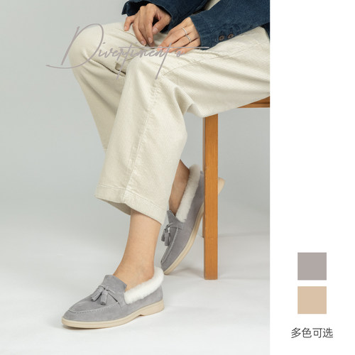 Mattina羊羔毛乐福鞋休闲软底