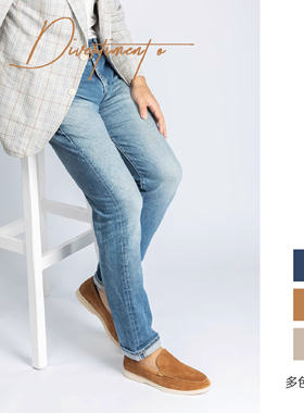 Mattina嬉游曲K334反绒皮乐福鞋男软底真皮休闲一脚蹬手工皮鞋男