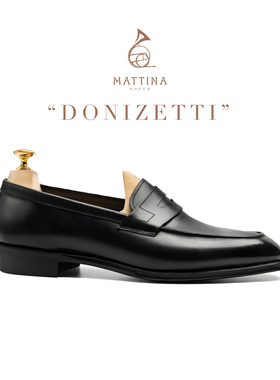 Mattina Donizetti男士手工真皮固特异便士乐福鞋皮底香槟鞋