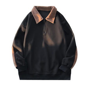 加绒大货秋装新款方领拉链拼接华夫格大码男士卫衣WX921P60,男装卫衣,电商A018