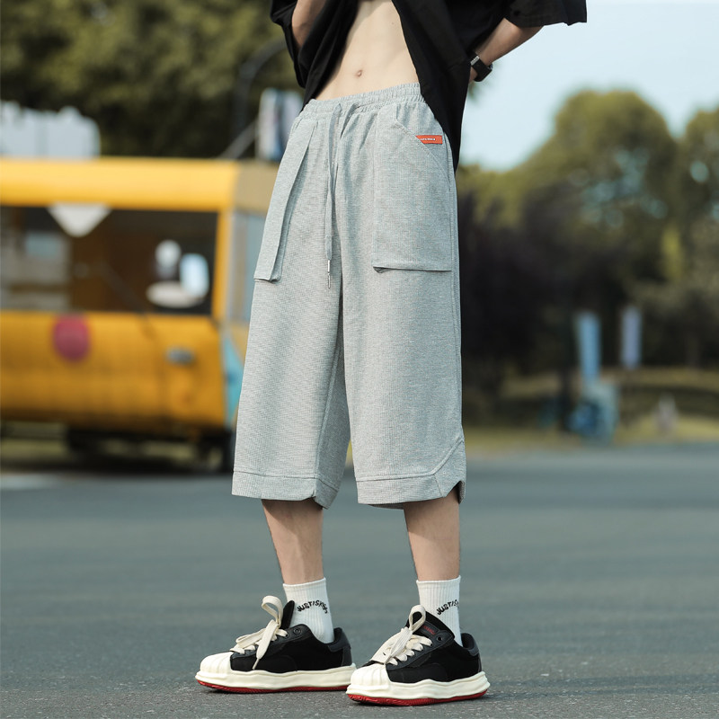 夏装新款立体华夫格大口袋港风休闲七分运动裤男K7618P40，女装休闲裤，电商A018