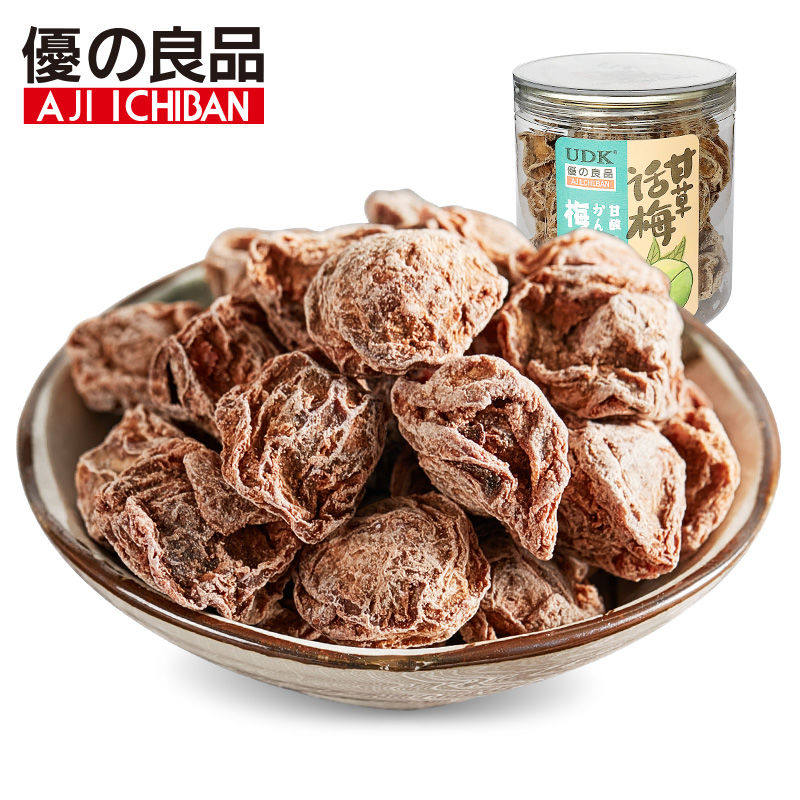 优之良品甘草话梅105g罐装话梅凉果蜜饯广东新兴特产零食休闲小吃