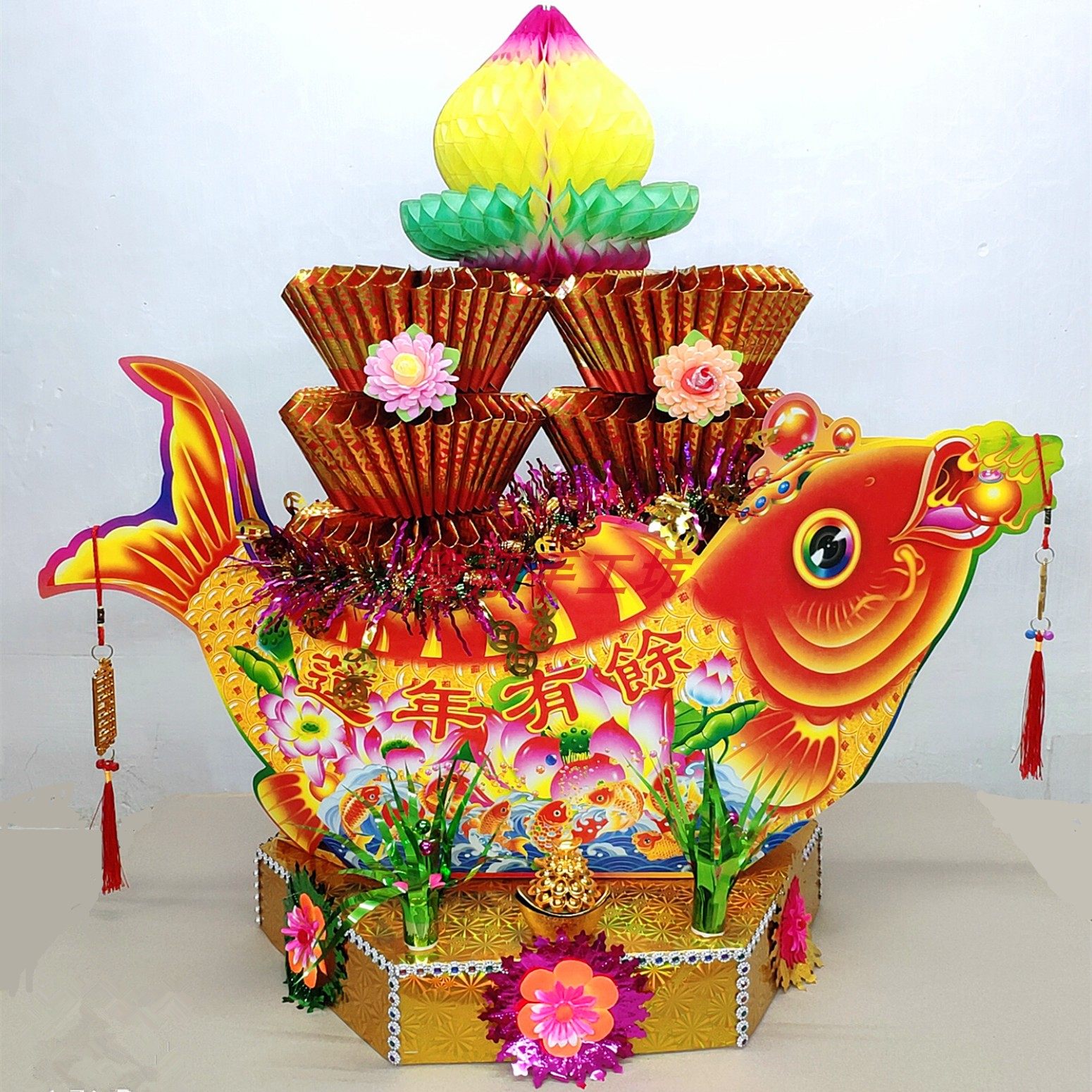 塔折纸拜月手工制潮汕中秋折塔材料吉祥工艺金塔手工艺中秋节diy