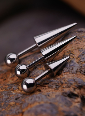 rockboil精灵耳尖锥钛钢耳钉耳骨钉女个性恶魔耳轮环耳轮钉酷穿刺