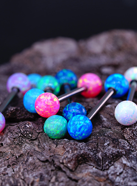 rockboil澳宝钛钢舌钉欧泊石欧美辣妹可爱女opal舌环小众穿孔饰品