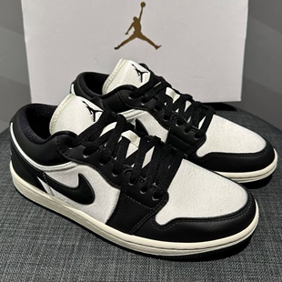 NIKE/耐克AJ1黑白熊猫经典女款复古休闲鞋低帮布面板鞋FB9893-101