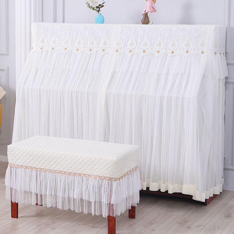 清新钢琴全防尘罩蕾丝现代简约钢琴套轻奢高级感钢琴凳罩全罩新款