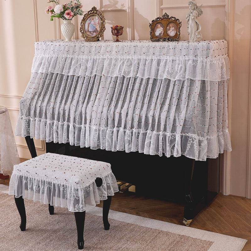新款钢琴防尘罩套蕾丝半罩欧式轻奢高级感钢琴凳罩盖布盖巾简约