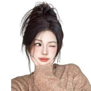 鸡窝头抓夹马尾辣妹慵懒风仿真鸡毛毽子蓬松高颅顶抓夹丸子头假发