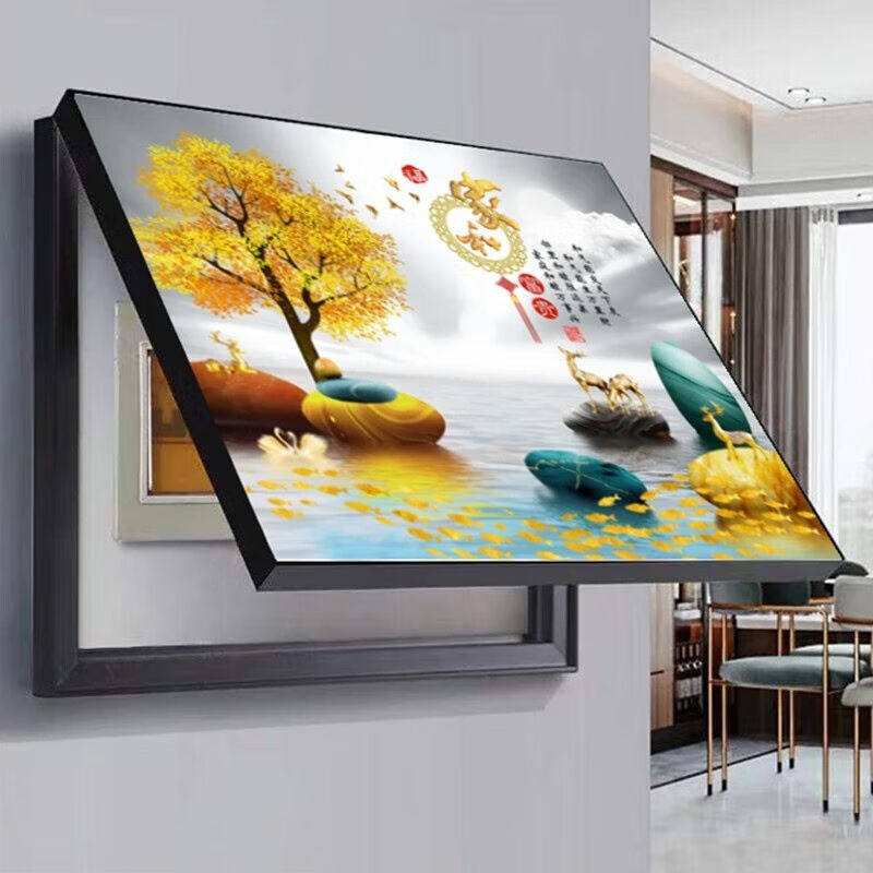 遇上佳人电表箱装饰画免打孔现代简约墙面横版壁画挂画新中式装饰怎么看?