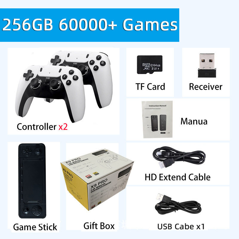 充电手柄 X9 PRO高清无线家用电视游戏机HDMI双人复古游戏街