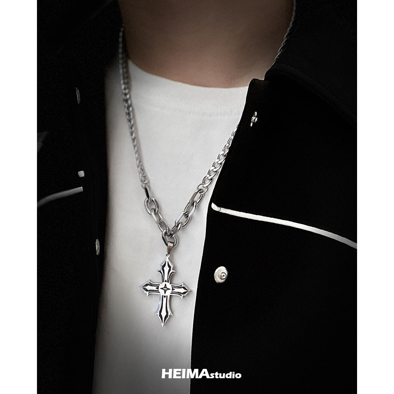 原创重工质感十字架潮暗黑风项链