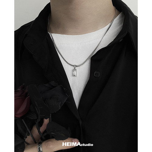 原创透明钻项链男潮高级感