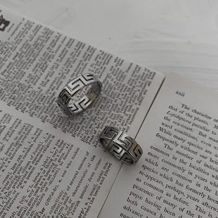 原创设计中国风长城戒指男女潮个性 嘻哈钛钢食指复古小众设计