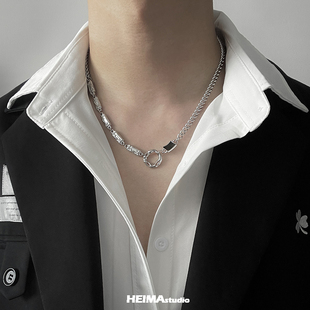 不掉色痞帅轻奢项链男潮牌高级感小众钛钢设计感锁骨链男款 配饰