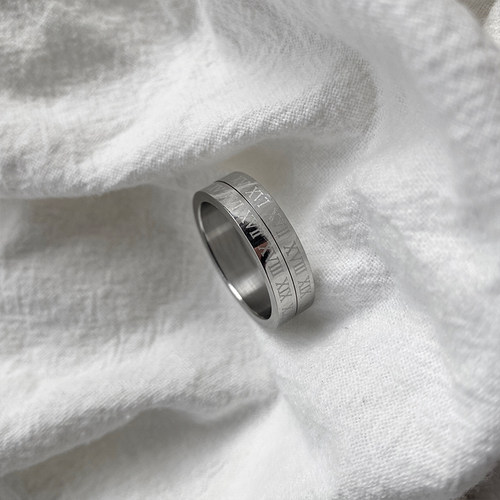 罗马数字戒指可旋转动男女情侣时尚个性潮简约食指冷淡风小众