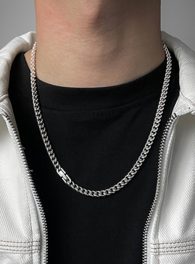 不掉色古巴链项链男潮嘻哈hiphop女男生锁骨链潮牌百搭钛钢链子