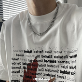 斜钻古巴项链男潮牌高级感简约百搭感痞帅钛钢配饰个性 嘻哈不掉色