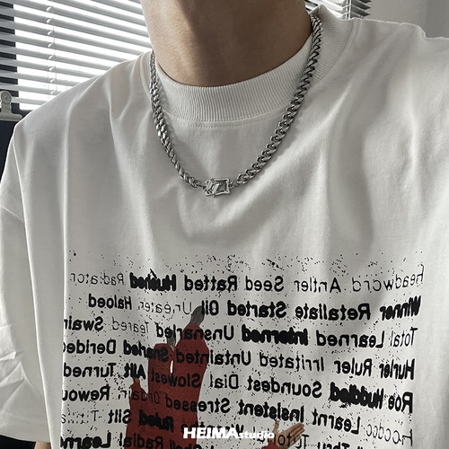 斜钻古巴项链男潮牌高级感