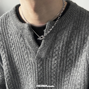 多种戴法~极简OT项链男女小众设计感长款冷淡风毛衣链锁骨链配饰